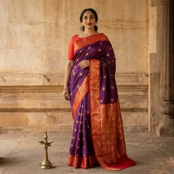 Purple_Litchi_Silk_Floral_Motif_Saree_For_Women