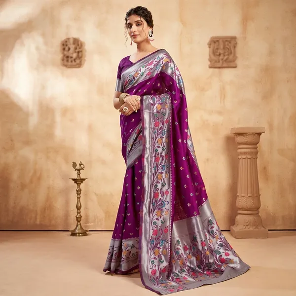 Purple_Litchi_Silk_Floral_Print_Saree_For_Women