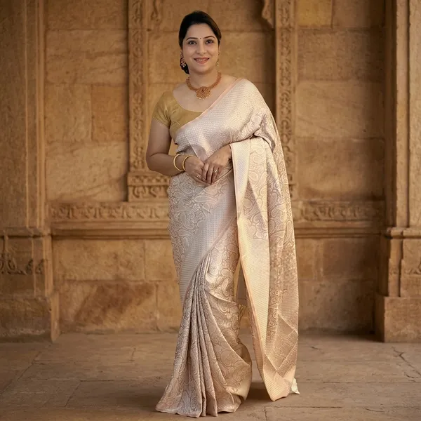 Beige_Litchi_Silk_Woven_Floral_Paisley_Saree_For_Women