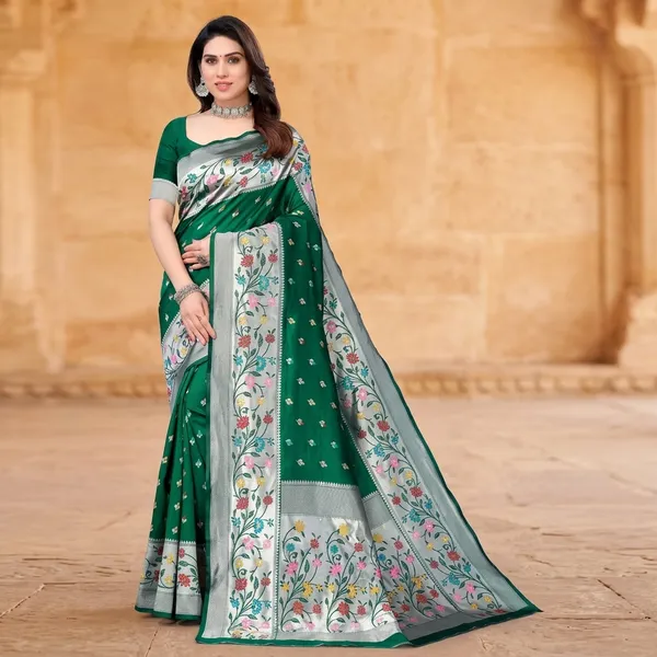 Green_Litchi_Silk_Floral_Print_Saree_For_Women