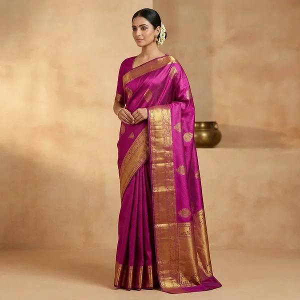 Magenta_Litchi_Silk_Paisley_Woven_Saree_For_Women