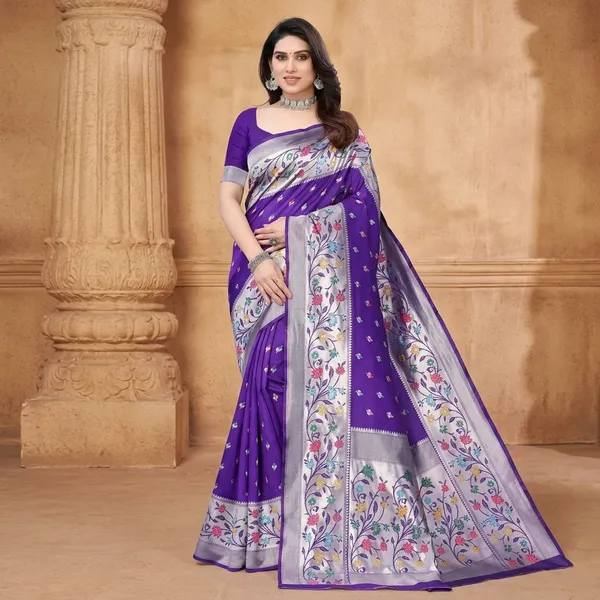 Purple_Litchi_Silk_Floral_Print_Saree_For_Women