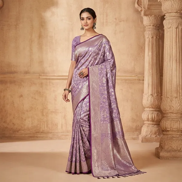 Lavender_Litchi_Silk_Woven_Floral_Saree_For_Women