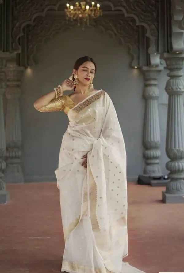 Off_White_Gold_Border_Saree_for_Women