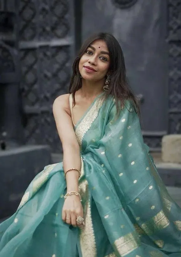 Teal_Gold_Motif_Saree_for_Women