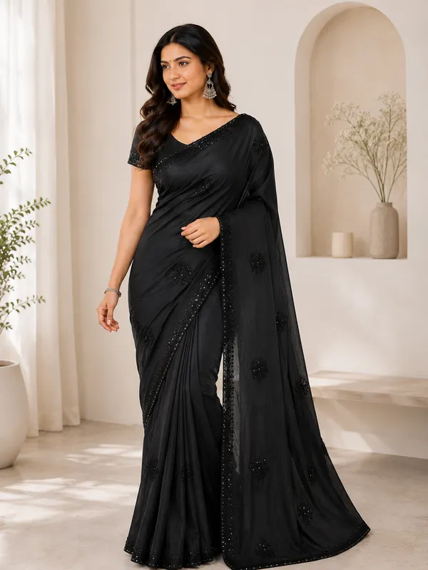 Women’s_Premium_Black_Sequins_&_Moti_Embroidery_Saree_