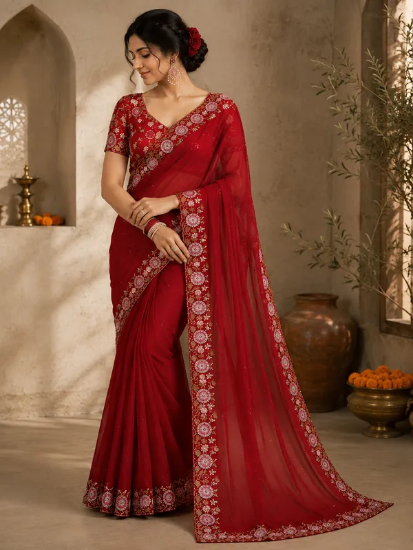 Women’s_Red_Designer_Saree_with_Sequin_&_Moti_Embroidery_