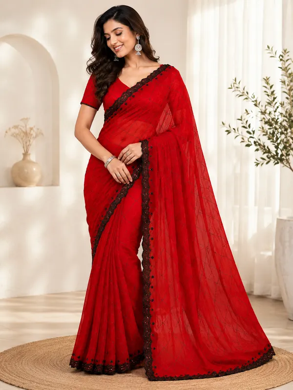 Women’s_Red_Designer_Saree_with_Sequin_&_Moti_Embroidery_|_Elegant_Party_&_Festive_Wear