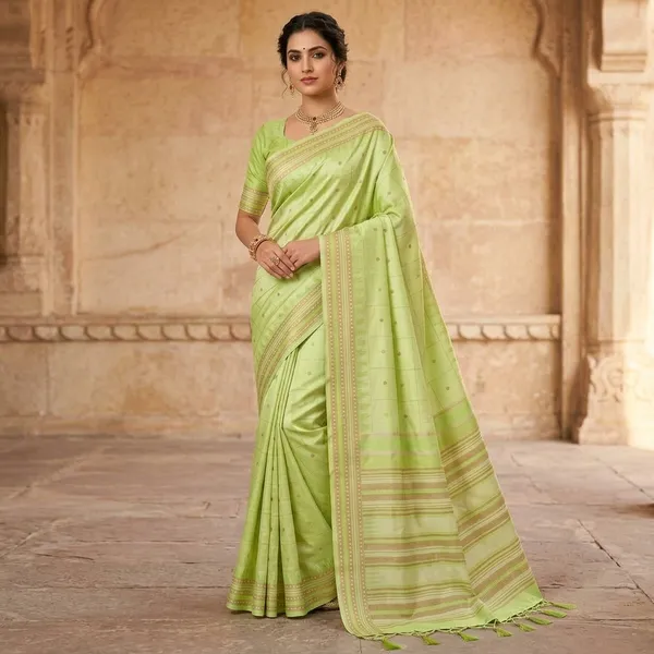 Green_Litchi_Silk_Dotted_Traditional_Saree_For_Women