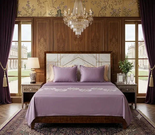 High_End__Embroidered_King_Size_100%_Pure_Cotton_300_TC_Sheet_with_2_Pillow_Cases