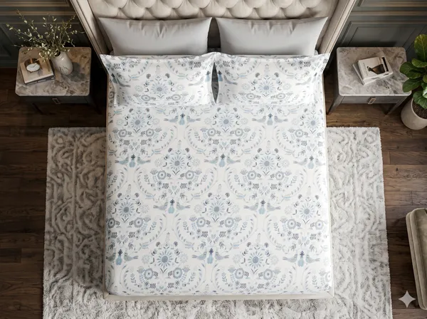 Bird_Print_design100%_Cotton_300_TC__King_Size_Bedsheet_with_2_pillow_cases