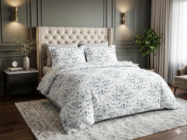 Bird_Print_design100%_Cotton_300_TC__King_Size_Bedsheet_with_2_pillow_cases