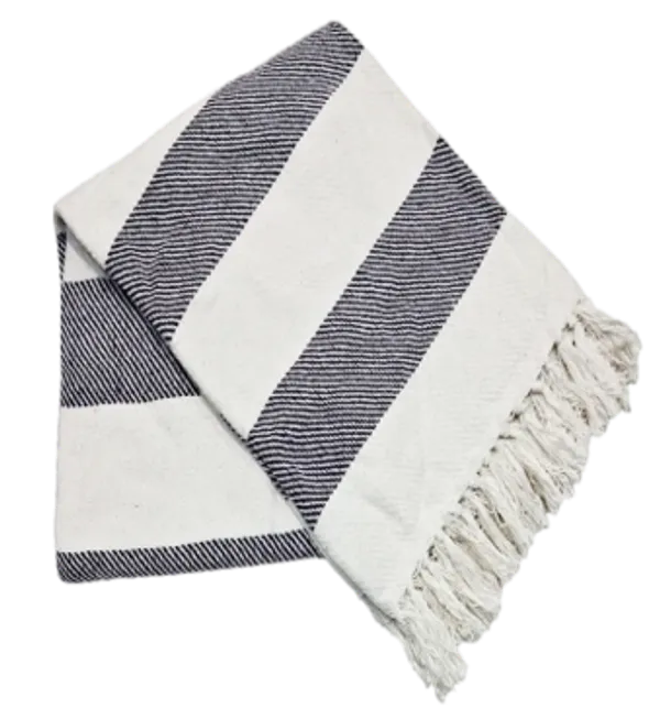 Handloom_Stripes_100%_Pure_Cotton_Throw_with_Self_Fringes