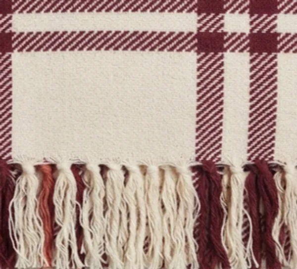 Maroon_Plaid_Fringed_Throw_For_Home