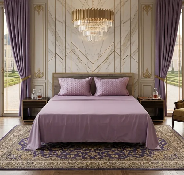 Mauve_Solid_Bedsheet_Set_With_Pillow_Covers