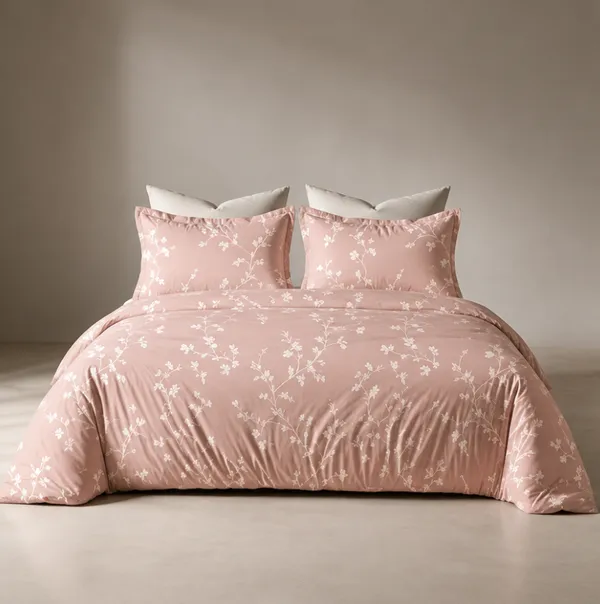 Pink_Floral_Print_Bedspread_Set