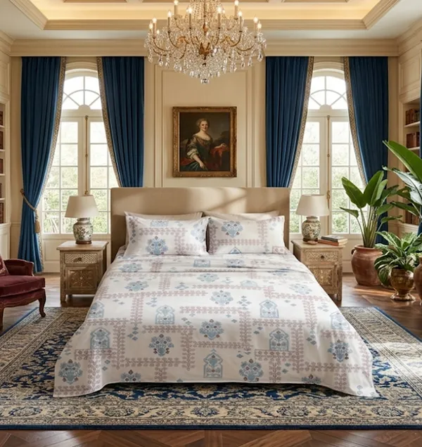 Printed_Geometric_Floral_Pattern_King_Size_Bedsheet