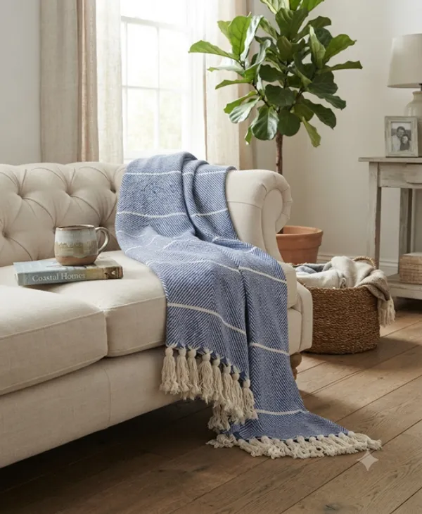 Blue_Geometric_Pattern_Tassel_Throw_Blanket