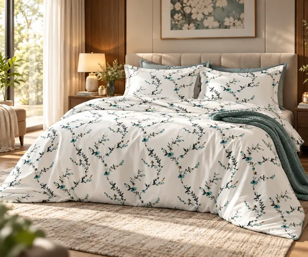 White_Floral_Print_King_Size_Bedsheet