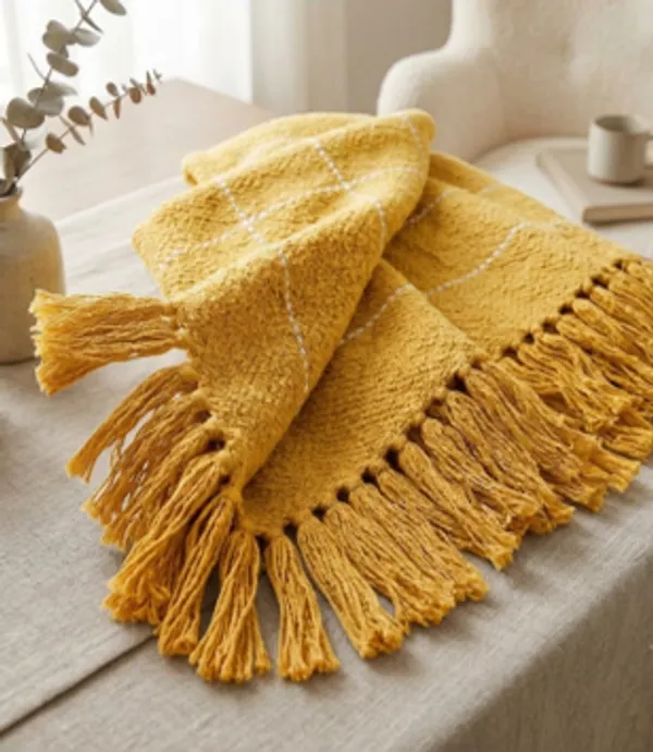 Yellow_Textured_Solid_Pattern_Fringe_Throw_Blanket