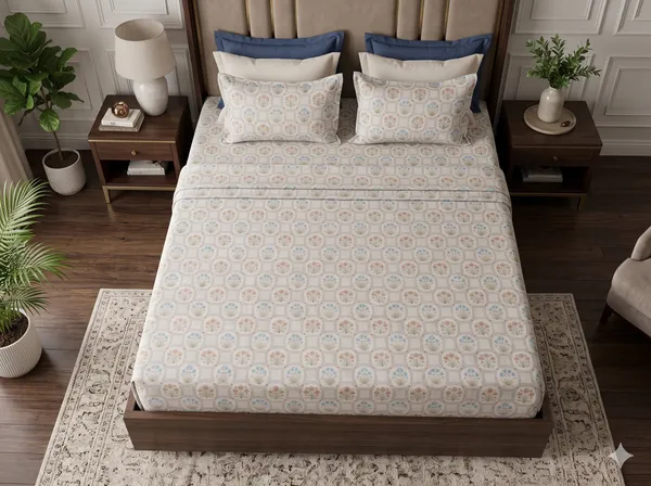 Shibori_Garden_100%_Cotton_300TC_Bedsheet_with_2_pillow_cases