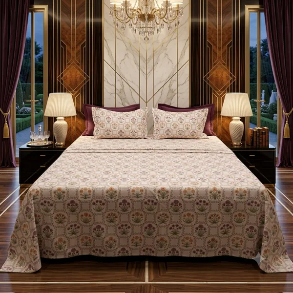 European_100%_Pure_Cotton_220_TC_Sheet_with_2_Pillow_cases