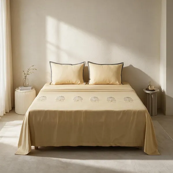 High_End_Embroidered_King_Size_100%_Pure_Cotton_300_TC_Sheet_with_2_Pillow_cases