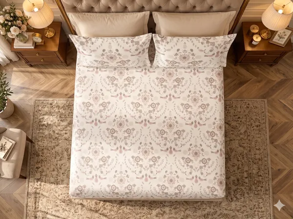 Bird_Print_design100%_Cotton_300_TC__King_Size_Bedsheet_with_2_pillow_cases