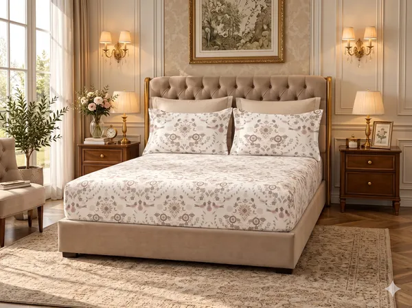 Bird_Print_design100%_Cotton_300_TC__King_Size_Bedsheet_with_2_pillow_cases