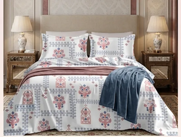 Geometric_Floral_Print_King_Size_Bedsheet_Set