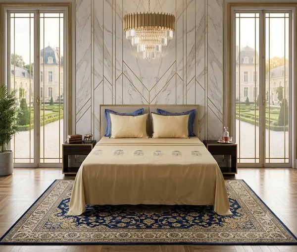 High_End_Embroidered_King_Size_100%_Pure_Cotton_300_TC_Sheet_with_2_Pillow_cases