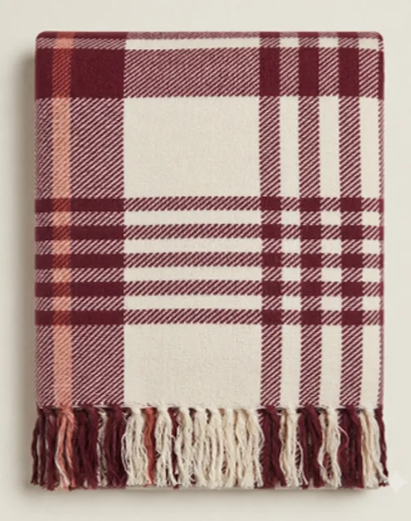Maroon_Plaid_Fringed_Throw_For_Home