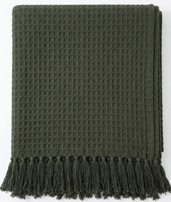 Hand_Loom_Waffle_Weave_Cotton_RC_throw_with_self_Fringes