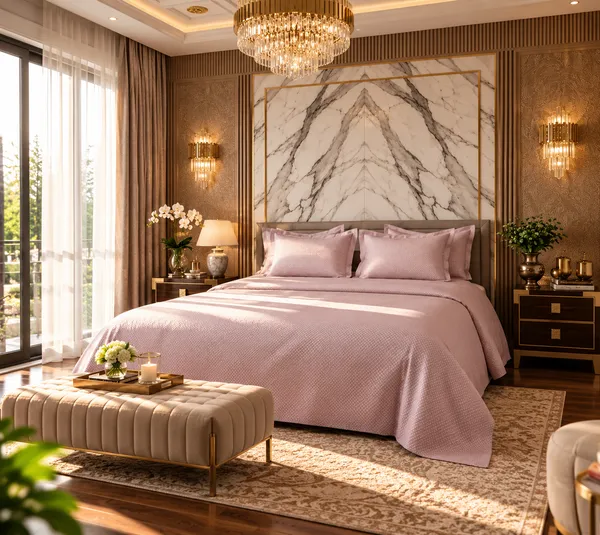 Pink_Geometric_Pattern_King_Size_Bedsheet_Set