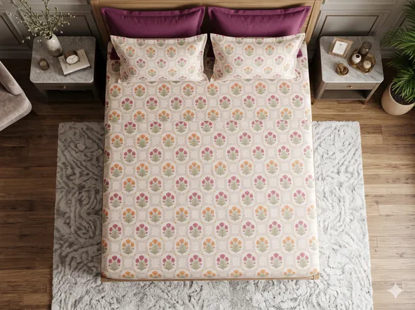 Shibori_Garden_100%_Cotton_300TC_Bedsheet_with_2_pillow_cases