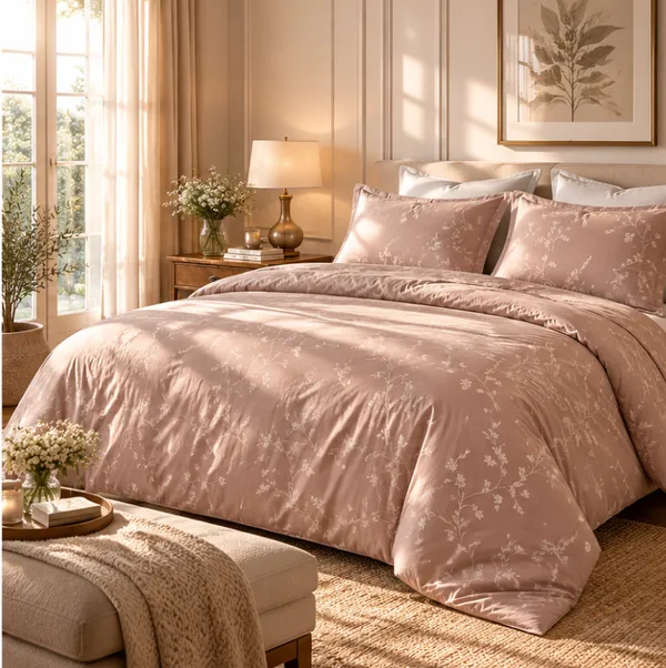 Taupe_Floral_Print_Bedding_Set