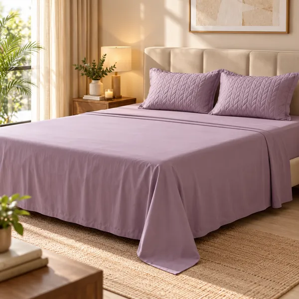 Mauve_Solid_Bedsheet_Set_With_Pillow_Covers