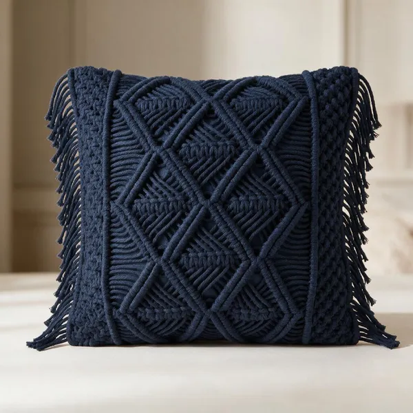 Hand_Woven_Macrame_Filled_Cushion_with_fringes_on_Side