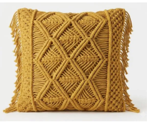 Hand_Woven_Macrame_Filled_Cushion_with_Fringes_on_Sides