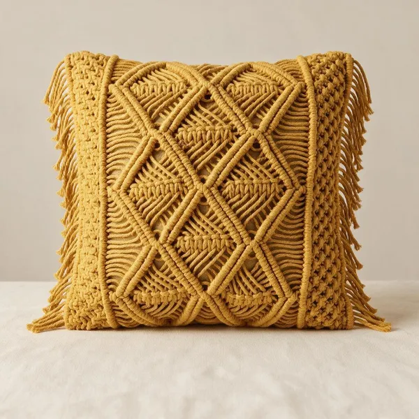 Hand_Woven_Macrame_Filled_Cushion_with_Fringes_on_Sides