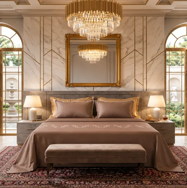 Brown_Satin_Contemporary_Geometric_Bedsheet