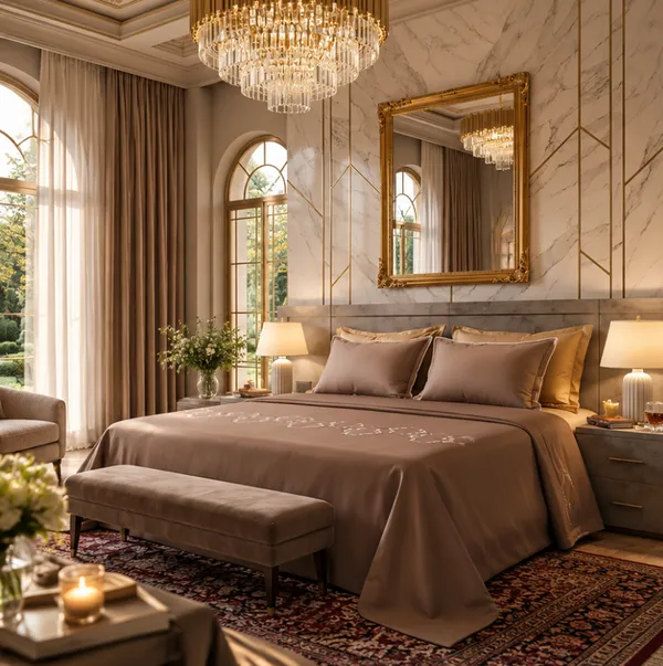 Brown_Satin_Contemporary_Geometric_Bedsheet