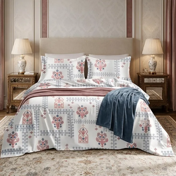 Geometric_Floral_Print_King_Size_Bedsheet_Set