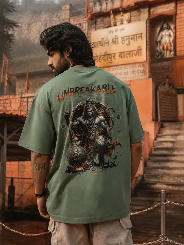 Unbreakable_Hanuman_Oversized_T_Shirt_Forest_Green