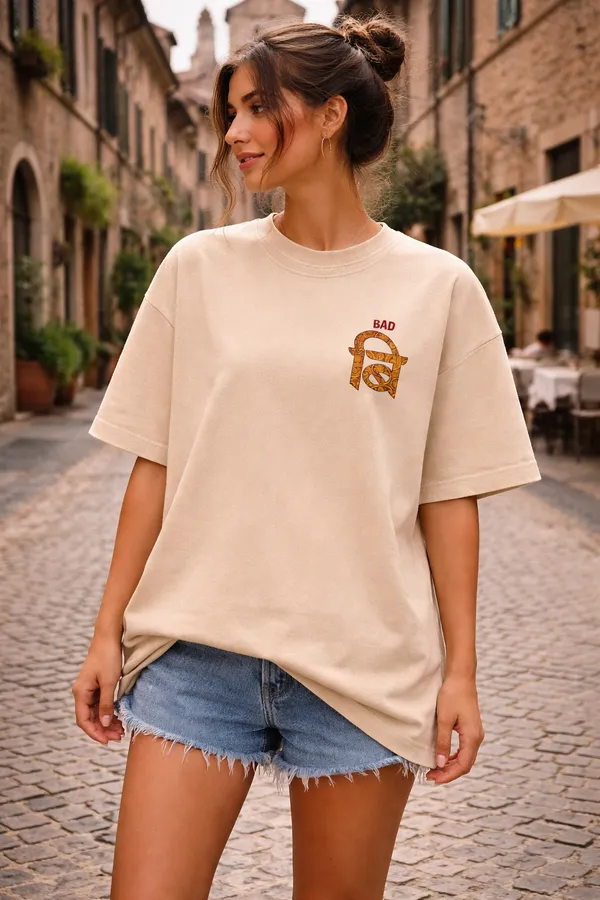 bad-vibe-oversized-t-shirt-premium-cotton-streetwear-tee-unisex-graphic-printed-beige-tee-Beige-XL