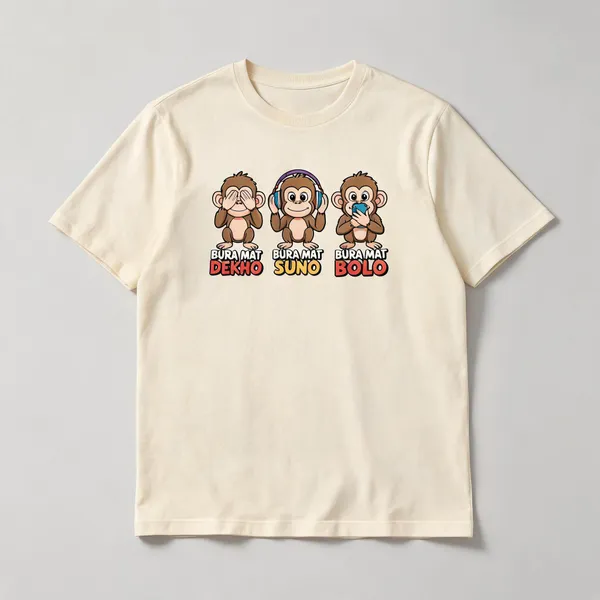 Bura_Mat_Dekho_Suno_Bolo_T_Shirt_Funny_3_Monkeys_Graphic_Tee_Oversized_Meme_T_Shirt_For_Men_Women_Almond