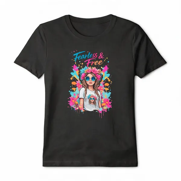 Fearless_Free_Graphic_Colorfull_Womens_T_Shirt_Curved_Fit_Cotton_Tee_Stylish_Girls_Printed_T_Shirt_Black