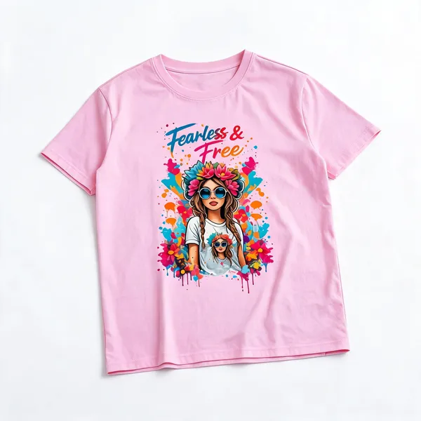 Fearless_Free_Graphic_Colorfull_Womens_T_Shirt_Curved_Fit_Cotton_Tee_Stylish_Girls_Printed_T_Shirtight_Pink