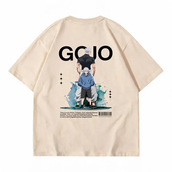 Gojo_Anime_Oversized_T_Shirt_For_Men_Gojo_Inspired_Streetwear_Graphic_Tee_Premium_Back_Print_Cotton_Tshirt_Beige