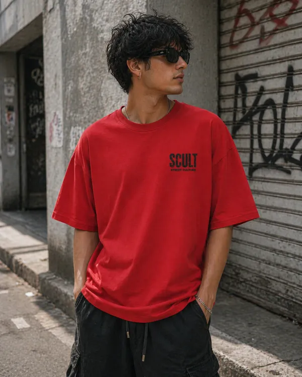 Scult_Eren_Red_Oversized_T_Shirt_Premium_Cotton_Anime_Graphic_Tee_Unisex_Streetwear_Red